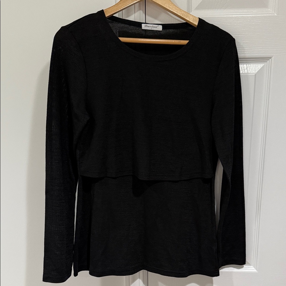 Bearsland Black Long Sleeve Women's Nursing Tee
